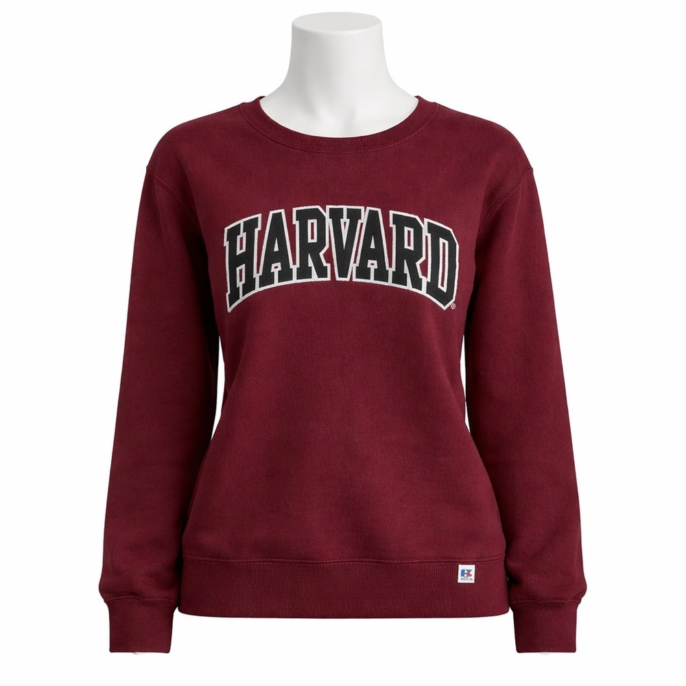 Size L Russell Athletic Women’s Harvard Crewneck Sweatshirt Spellout Burgundy